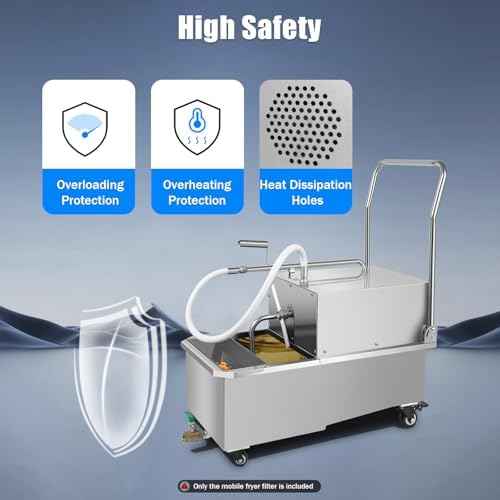 55L/14.5Gal Mobile Fryer Filter, 550W Commercial Fryer Filter Machine Cart, Stainless Steel Oil Filter Machine Separator with Wheels Deep Fryer Filter Machine, 32L/min Oil Pump Flow, for Restaurant