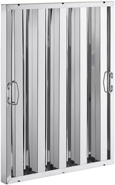 20" x 25" Stainless Steel Commercial Hood Filter – Dishwasher Safe, Welded Baffle Grease Trap with Drop Handles – Easy Installation & Durable Grease Fire Prevention Filter - Field & Pure