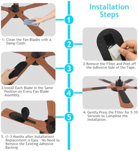 2026 Upgrade 10pcs Ceiling Fan Filters for Blades Easy-Stick Strong