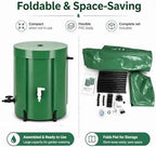 Collapsible Rain Barrel 53 Gallon, PVC Rainwater Collection Barrel with Spigot, Overflow & Mesh Screen — Portable, Foldable Water Storage Tank for Garden, Lawn & Outdoor Watering