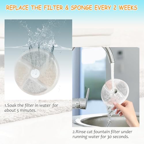 12 Set Cat Water Fountain Filter Replacement for Square 2.2L/73oz Pet Dog Fountain, Triple Filtration Replacement Filters(12+12+12) - Field & Pure