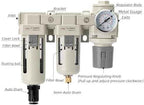 Air Filter Dryer 3/8 NPT Auto Drain+Semi-Auto Drain-Double Air Filters,Air Pressure Regulator,Air Compressor Water Separator(0-150PSI)
