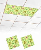 2 Pack Fluorescent Light Cover for Ceiling Lights, Desert Sand Camels Magnetic Classroom Light Filters 4x2 Feet, Palm Trees Tropical Plants Polka Dot Yellow Decorative Ceiling Shade Panel for Office