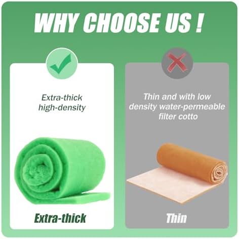 2PC Aquarium Filter Floss - 12" x 78" (6.5ft per roll) - Total 13ft