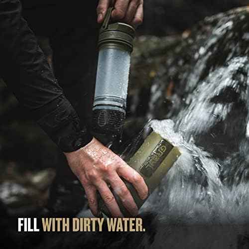 GRAYL UltraPress 16.9 oz Water Purifier & Filter Bottle, Olive Drab