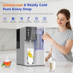 C5 Countertop Reverse Osmosis Water Filter, Hot and Cold RO System-3s Instant Hot, 6 Temp Settings 7-Stage RO Filtration Dispenser, NSF/ANSI372/42/58, Portable Pitcher, 3:1 Pure to Drain - Field & Pure