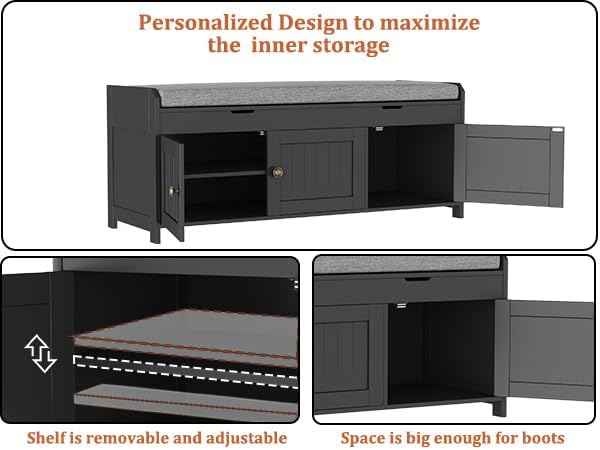 HOMEFORT 41.3" Shoe Bench with Lift Top Storage, Entryway Bench with Cushioned