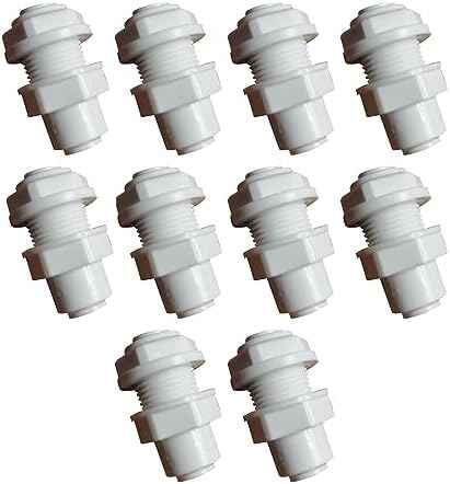 Food-Grade Quick Connector Push-In Tube Fitting,1/4" Bulkhead Connector Equal Push to Connect part for Reverse Osmosis Water Filter Purifier (Pack of 10)
