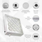 Nail Dust Collector with Reusable Filter, Professional Vacuum Fan Dust Extractor, Powerful & Quiet Nail Tech Dust Suction Machine for Acrylic Gel Nail Polishing, High-End Nail Salon