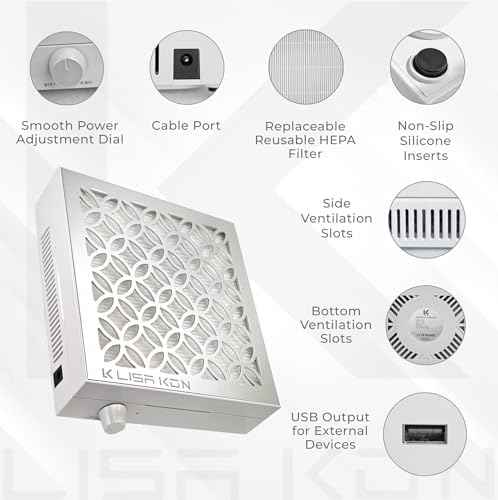 Nail Dust Collector with Reusable Filter, Professional Vacuum Fan Dust Extractor, Powerful & Quiet Nail Tech Dust Suction Machine for Acrylic Gel Nail Polishing, High-End Nail Salon