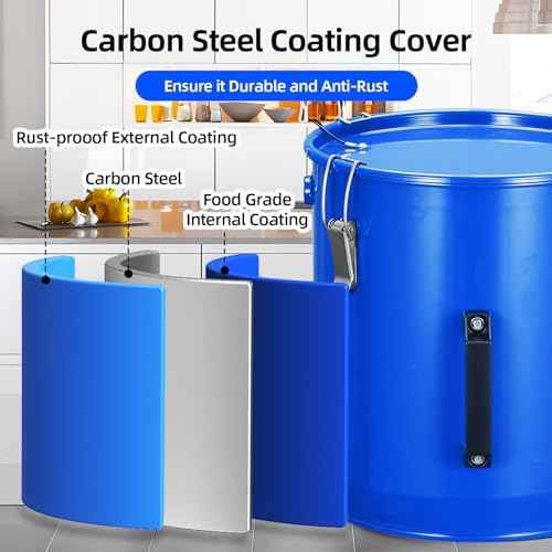 Fryer Grease Bucket 6 Gal,Carbon Steel Oil Disposal Caddy with Rust-Proof Coating,Grease Can with Lid & Lock Clips & Filter Bag,Oil Transport Container for Hot Cooking