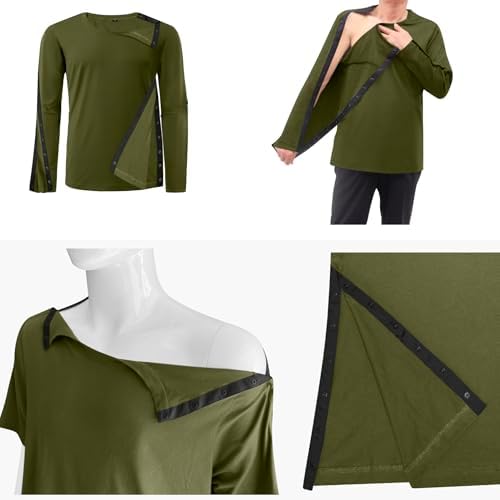 Unisex Post Shoulder Surgery Recovery Shirts - Full Tear Away Snap