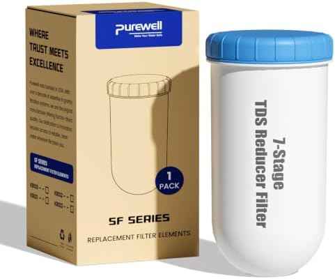 Purewell 0 TDS 7-Stage Water Filter Replacement for Zero Pitcher, Purewell SF series system, 100Gal Long-Lasting, NSF Certified to Reduce TDS, Total PFAS, Mercury& Heavy Metals, Chlorine (1 Pack)