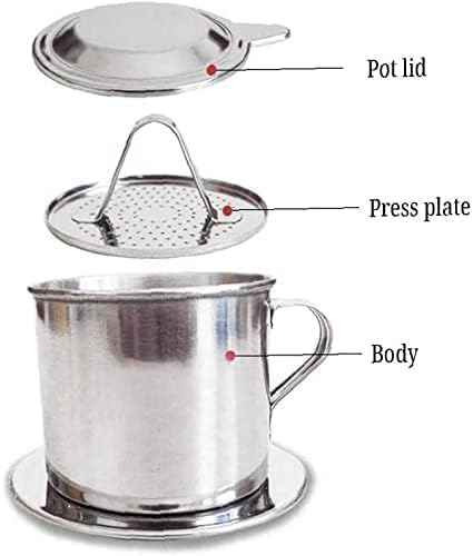 2 Set Vietnamese Coffee Filter Stainless Steel Coffee Pot Drip Infuse Cup Brewing Teapot No Need Paper Drip Coffee Pot Machine Filter Attractive processing