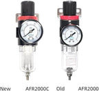Compressed Air Pressure Filter Regulator Airtac AFR2000-C 1/4'' NPT 0-140 PSI Combo Piggybac Adjustable,Bracket,Gauge Semi-Auto Drain