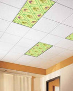 2 Pack Fluorescent Light Cover for Ceiling Lights, Desert Sand Camels Magnetic Classroom Light Filters 4x2 Feet, Palm Trees Tropical Plants Polka Dot Yellow Decorative Ceiling Shade Panel for Office