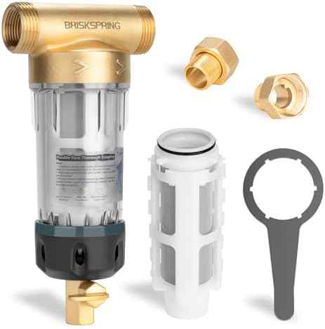 Spin Down Sediment Filters With Scraper, Well Water Filter System for House, Reusable Whole House Water Filter for Well Water, 300 Micron, 1" MNPT + 3/4" FNPT + 3/4"MNPT, BPA Free