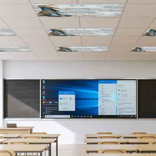 3 Pack Fluorescent Light Cover 4x2 Feet, Western Cowboy Boots Lights Filters Drop Fluorescent Lights Shade Panel, Vintage Country Blue Wooden Magnetic Ceiling Light Cover for Classroom Office
