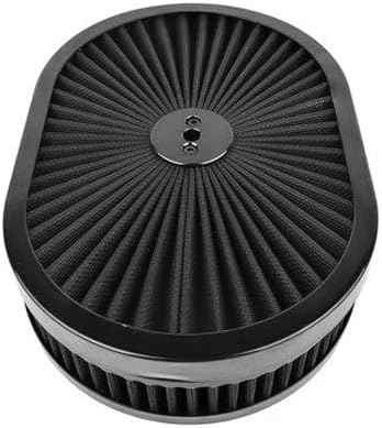X-AVION Super Flow Oval 12''X2'' Air Filter Assembly Kit Black, Element and Anodized Base Washable and Reusable Replacement V8 Air Cleaner with Mounting Stud&Wing Nut&3 Spacers Kit