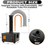 M-T Solder Fume Extractor, 80W 168m³/h Strong Suction Smoke Absorber with Carbon or HEPA Filter, 3-speed Adjustment for Soldering, Welding, 3D Printing