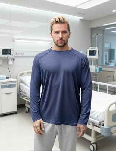 Unisex Chemo Port Shirts Long Sleeve Post Shoulder Surgery Recovery Shirts Tear Away Chemo Clothing