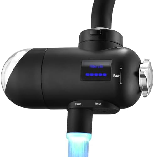 HOMELODY Water Filter for Sink Faucet 3.0 - Upgraded LED Display 3000-4000L Faucet Mount Water Tap Filter Reduces Lead Chlorine Heavy Metals, Faucet Water Filter Fits Most Standard US Faucets - Field & Pure