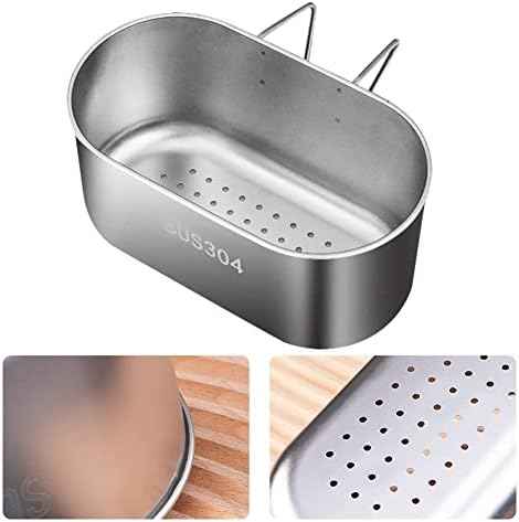 SYCOOVEN Stainless Steel Sink Drain Strainer Basket, Multifunctional Hanging Sink Strainer Colander Drain Basket Kitchen Sink Food Waste Filter and Wash Vegetables Fruits(Silver)