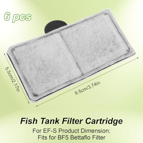 6PCS Filter Cartridges Compatible with Top Fin, EF-S, BF5, BETTAFLO, PF10 3.7x2.1 Inch Replacement Filter for Aquarium Fish Tank Water Filtration - Field & Pure