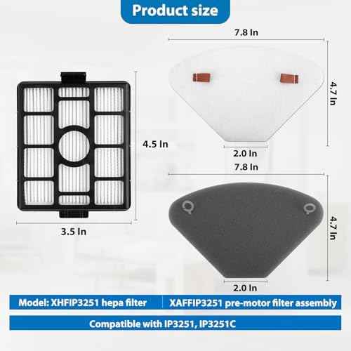 Replacement for Shark IP3251, IP3251C, IP3253, 2 PACK Auto-empty Dock Hepa Filter + 4 PACK Pre-motor Filter Assembly & 2 PACK Handheld Vacuum Post-motor Filter+ 4 PACK Pre-moter Filters