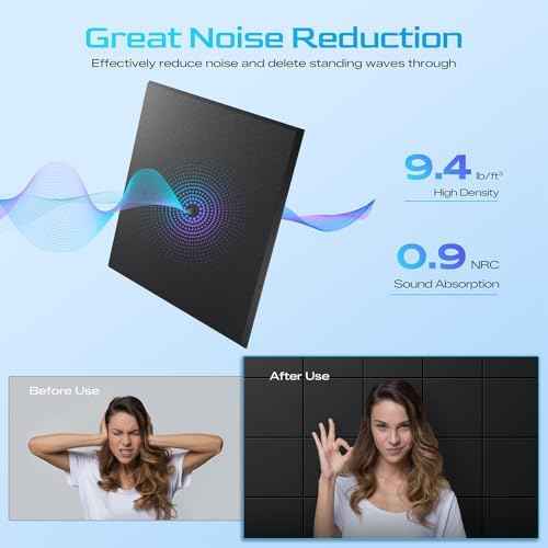 22 Pack Self-Adhesive Sound Proof Foam Panels for Walls 12"x12"x0.4" Fabric