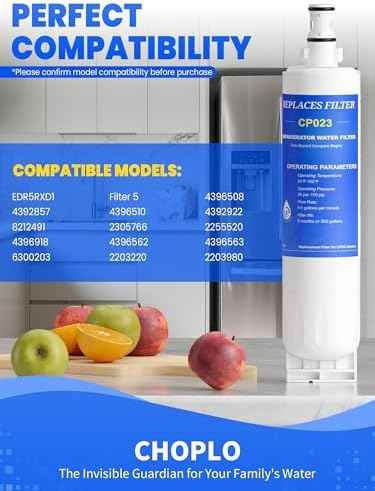 EDR5RXD1 Filter Compatible with EDR5RXD1, Filter 5, 4396508, 4392857, 4396510, 4392922, 8212491, 2203980, 2 Pack, By CHOPLO
