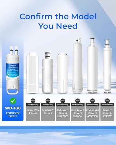 Waterdrop EDR1RXD1 Refrigerator Water Filter, 2 Pack