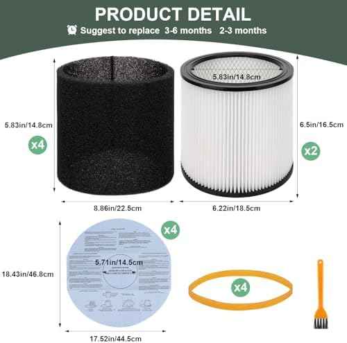 90304 Replacement Filter Compatible with Shop-Vac 90304, 90350, 90333,5 Gallon Up Wet/Dry Vacuum Cleaners,15 Pack