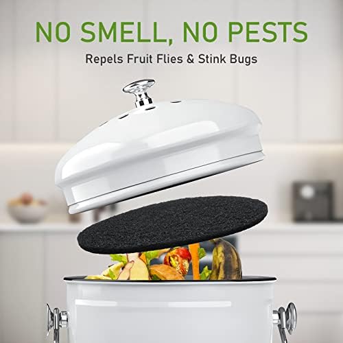 10 Pack Charcoal Filters for Kitchen Compost Bin, Compost Filters for Countertop Bin Pail Replacement, Activated Charcoal Home Bucket Refill Sets, Round 6.7 Inch - Field & Pure