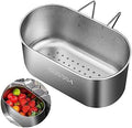 SYCOOVEN Stainless Steel Sink Drain Strainer Basket, Multifunctional Hanging Sink Strainer Colander Drain Basket Kitchen Sink Food Waste Filter and Wash Vegetables Fruits(Silver)