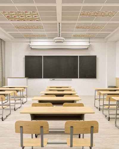 4 Pack Fluorescent Light Cover for Ceiling Lights, Desert Camels Magnetic Classroom Light Filters 4x2 Feet, Tropical Palm Trees Sand Cords Brown Decorative Ceiling Shade Panel for Office
