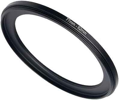 77mm to 62mm Step Up Ring Filter Adapter Black Metal Step up Adapter Rings Compatible with All Brand UV CPL ND Camera Lens Filter Step Down Ring (77mm-62mm)