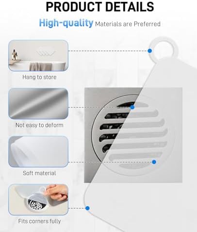 6 PCS Silicone Shower Drain Cover to Keep Bugs Out with 30 Pack Floor Drain Filter Screen Sticker, Anti-Blocking Anti-Insect Sewer Covers - Field & Pure