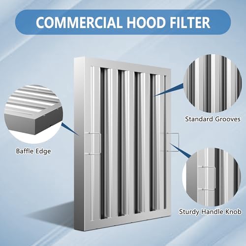 Stainless Steel Commercial Kitchen Hood Filter, 15.5W x 19.5H Inch