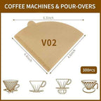 300 Count Coffee Filters, Size 02 Pour Over Cone Coffee Filter，Natural