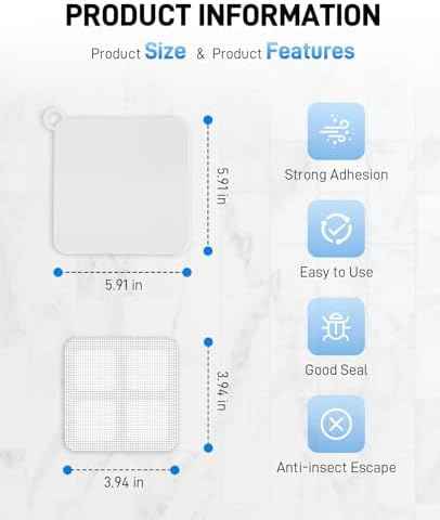 6 PCS Silicone Shower Drain Cover to Keep Bugs Out with 30 Pack Floor Drain Filter Screen Sticker, Anti-Blocking Anti-Insect Sewer Covers
