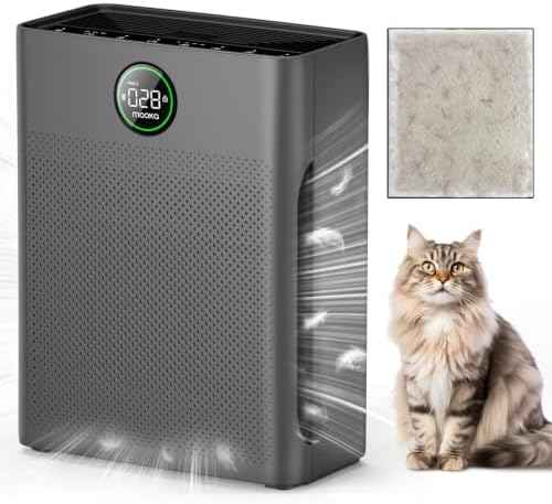 Air Purifiers for Home Large Room up to 2200sq.ft, MOOKA Air Purifier for Home Pets with Washable Filter, PM 2.5 Display Air Quality Sensor Air Cleaner for Bedroom, Dorm Room, Pets, Office PR1