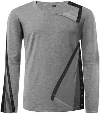 Unisex Post Shoulder Surgery Recovery Shirts - Full Tear Away Snap Long Sleeve Men Chemo Port Shirts for Men Women