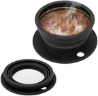 Paperless Collapsible Pour Over Coffee Dripper, Travel Pour Over Coffee Maker Camping with Reusable Metal Filter, Silicone Collapsible coffee filter, Single Cup Coffee Strainer Pour Over Black