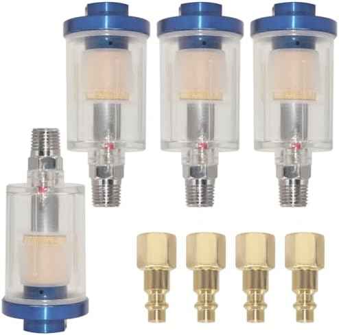 Oil Water Separator for Air Line, 1/4 Inch NPT Inlet and Outlet, Air Compressor Water Separator Filter, Water Separator For Air Compressor Line Dryer 90 PSI (4Pcs)