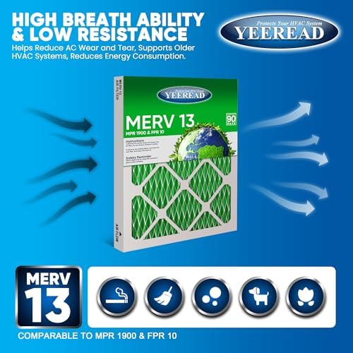 10x20x1 MERV 13 Air Filters, 6-Pack, Actual Size: 9.70" x 19.70" x
