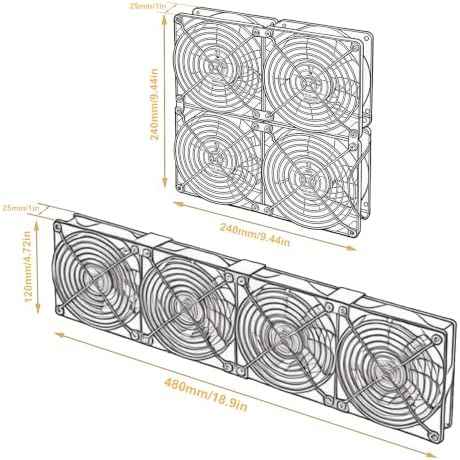 4 x 120 mm Computer Fan with AC Plug, Brushless Cooling Fan