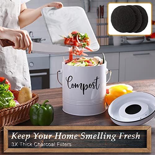 DAYYET Compost Bin Kitchen, 1.3 Gallon Farmhouse Kitchen Compost Bin