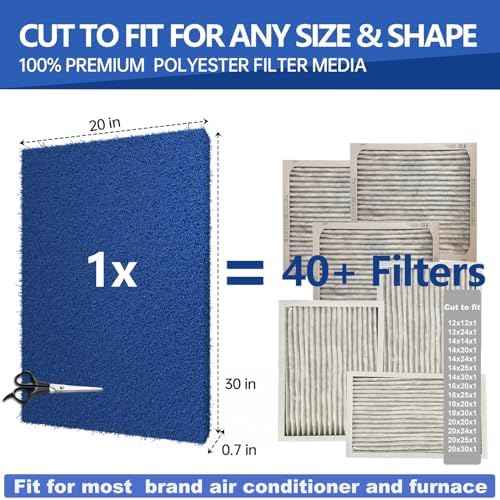 Reusable Air Filter 20x30x0.5, 2 Packs Cut to Fit Furnace Filters, MERV 6 Electrostatic Filter for HVAC, Mobile, Manufactured Homes, Washable Replacement Air Conditioner Filters,24 PCs Hooks