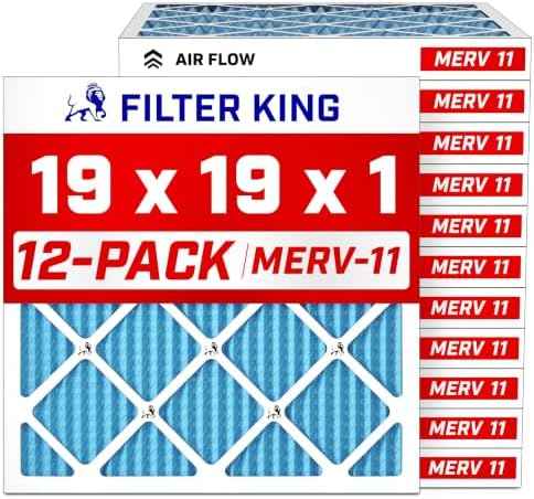 Filter King 19x19x1 Air Filter MERV 11, AC Furnace Filters (12-Pack)
